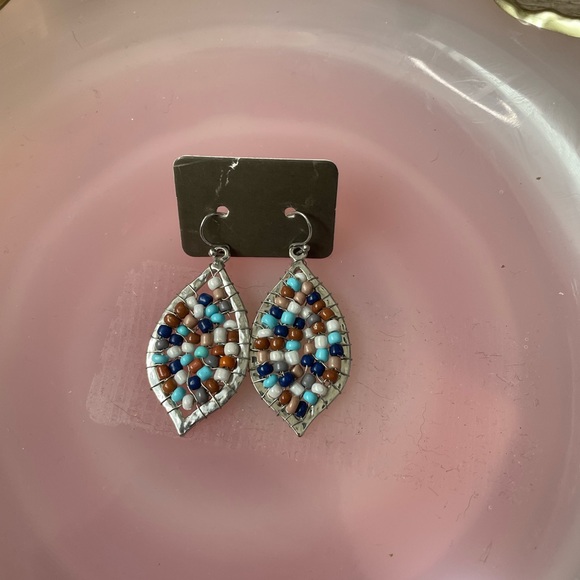 Beaded Leaf Earrings - Picture 2 of 2